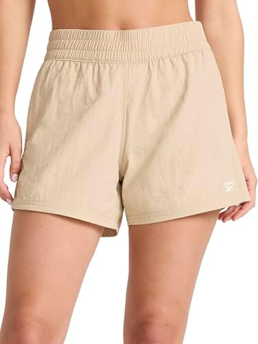 Reebok Women’s Marathoner Track 4.5” Short, Standard Fit, Lightweight Poly Fabric, Humus, X-Large