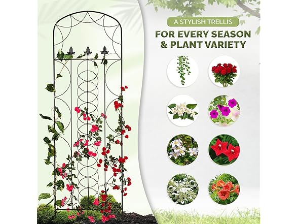 Idzo 71" Metal Garden Trellis Black