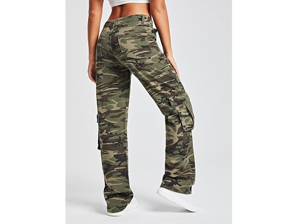 Wdirara Women (L) Cargo Baggy Jeans High Leg Pants
