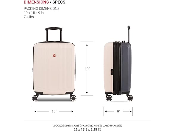 SwissGear Duet Hardside Expandable Luggage with Spinner Wheels, Pink/Dark Grey, Carry-On 19-Inch (Open Box)