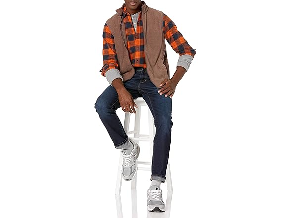 Mens FullZip Fleece Vest Brown Hth (S)