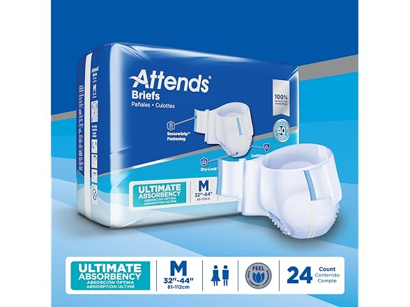 Attends Adult Briefs Medium Ultimate 24 Count