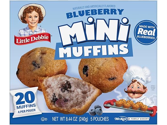 Little Debbie Blueberry Mini Muffins, 5 Pouches, 8.44 OZ