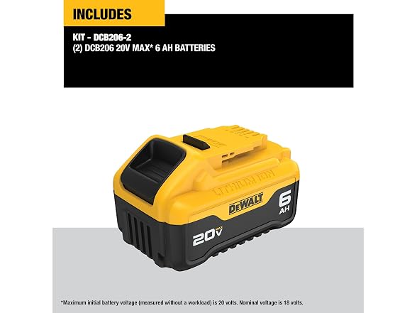 Dewalt DCB206-2 20V MAX XR Battery 6 Ah