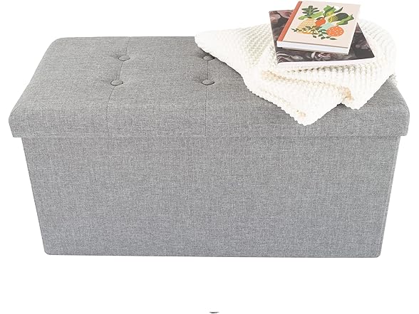 Lavish Home Folding Storage Ottoman - 30" Tufted