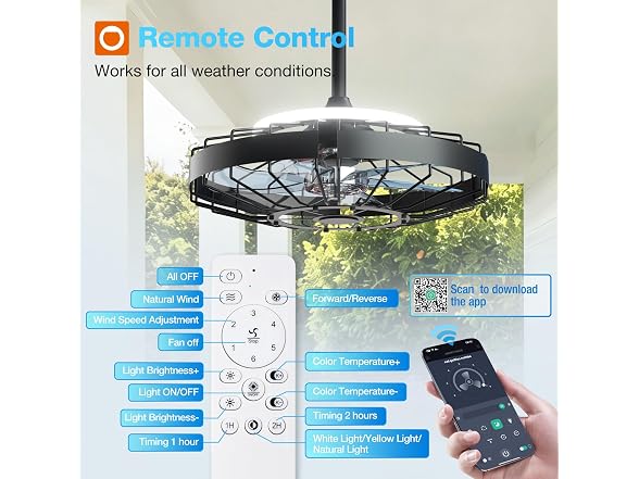 addlon 20in Caged Outdoor Ceiling Fan