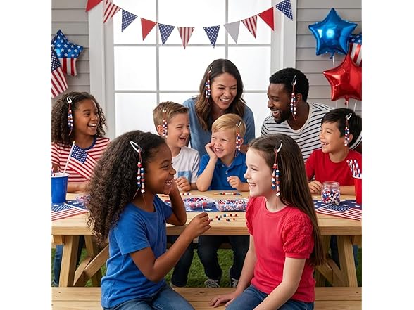 Fun Express 8.5" Patriotic Beaded Snap Hair Clip Craft Kit