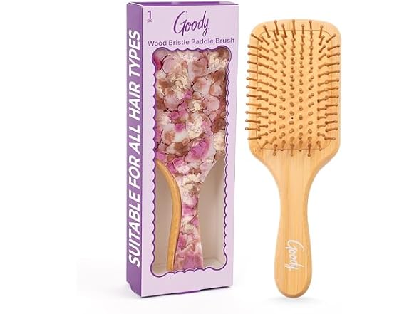 Goody Paddle Brush Pink Floral Bamboo Bristles