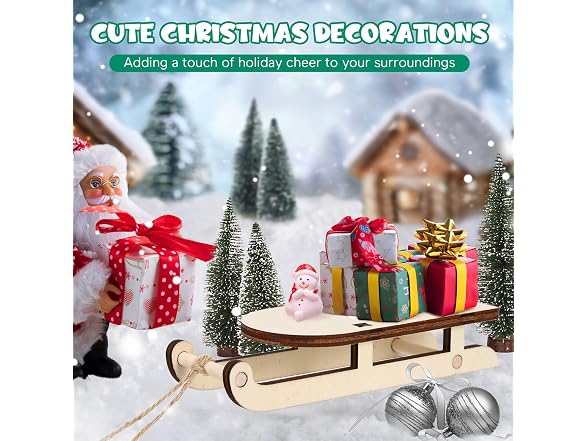 VOSAREA 10PCS Christmas Sled Ornament Miniature