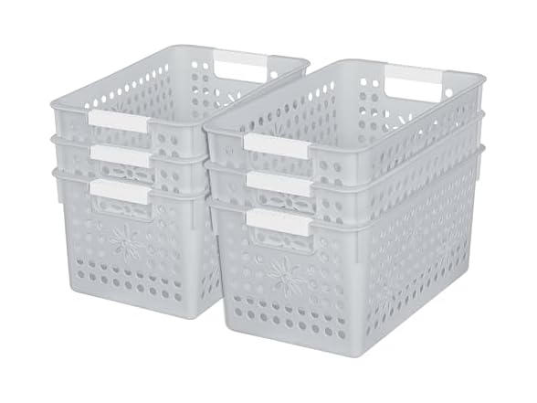 Cetomo Plastic Storage Box, Gray, 6 Pack