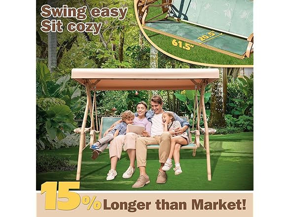 ZZW 8005 Textilene Patio Swing Bamboo-style Frame Green