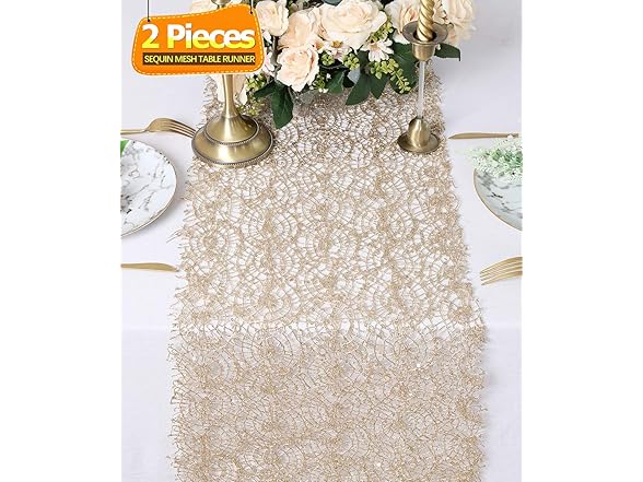 2 Pieces Mesh Sequin Table Runner
