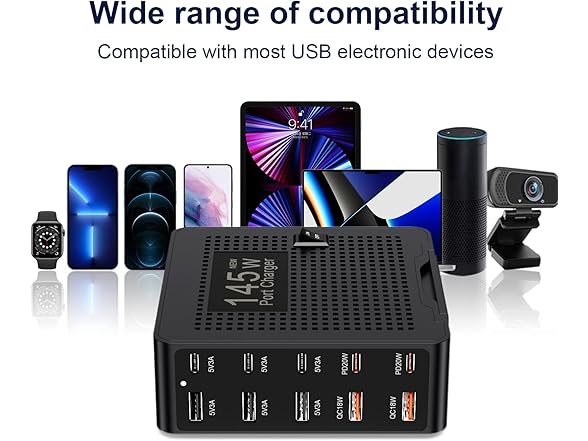 QIONMAR 145W 10-Ports USB-C Charging Station