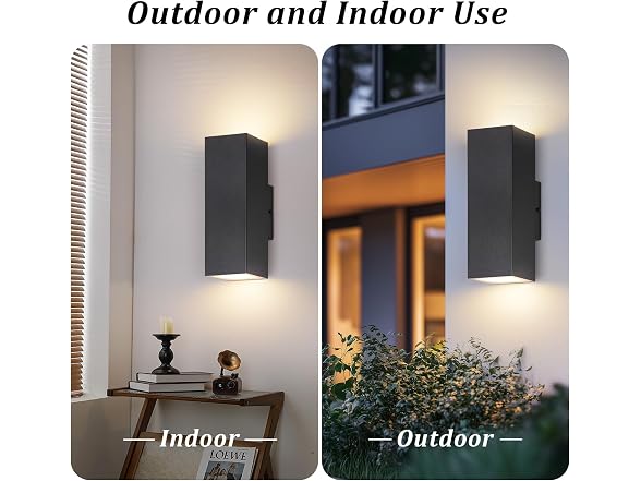 2-Pack Outdoor Wall Lights, Large LED Up and Down Lights, Black
