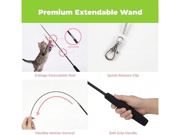 Catify Interactive Teaser Cat Wand Toy - Meow Chase Playset