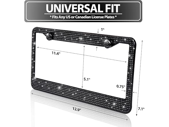 Zone Tech GA0072 Rhinestone License Plate Cover Frame Blin