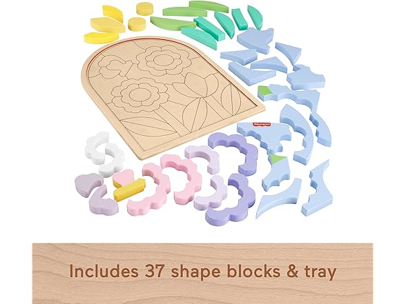 Fisher-Price Wood Preschool Toy Flower Puzzle Blocks