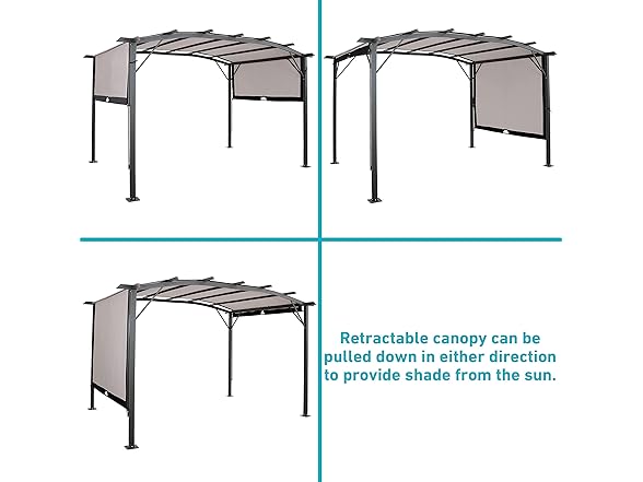 Sunnydaze 9' x 12' Outdoor Pergola with Retractable Canopy