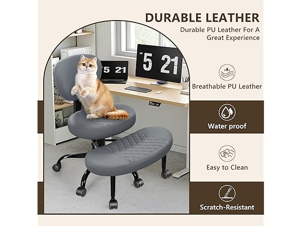 AtHope Ergonomic Cross Legged Office Chair with Wheels - Adjustable Height for Meditation, ADHD Desk & Yoga - Wide Criss Cross Design with Lumbar Support, Kneeling Chair - Dark Gray (Open Box)