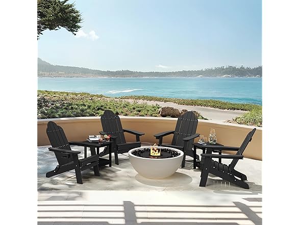 Black Folding Adirondack Chair Set of 4