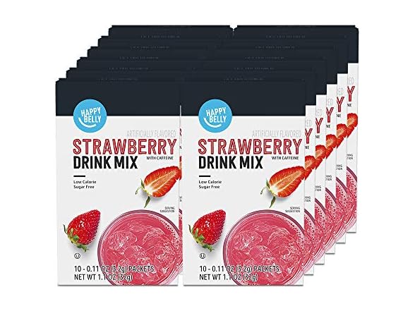 10PK Happy Belly Drink Mixes, Strawberry w/ Caffeine