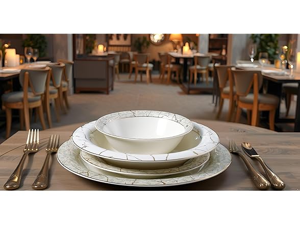 Lorren Home Trends Bone China Dinnerware Set Marble