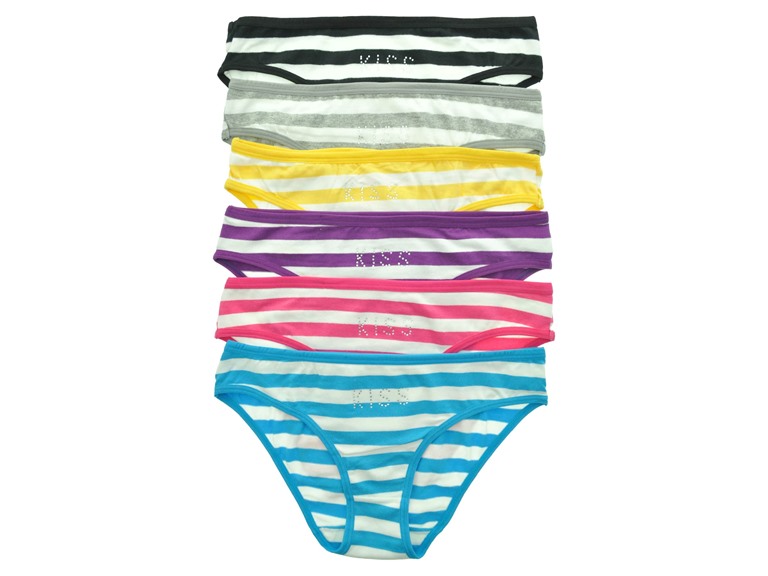 Angelina G3001_KISS_6_US Small (0-2) Angelina Cotton Bikini Panties with Rhinestone Kiss Design (6-Pack) Kiss (6 Pack)