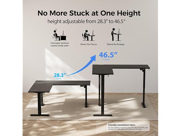 Agilestic 63" L Shaped Standing Desk
