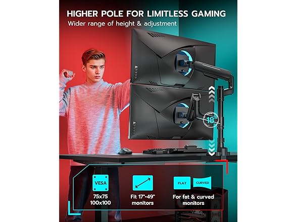 Vertical Dual Monitor Mount | 17-49In Ultrawide