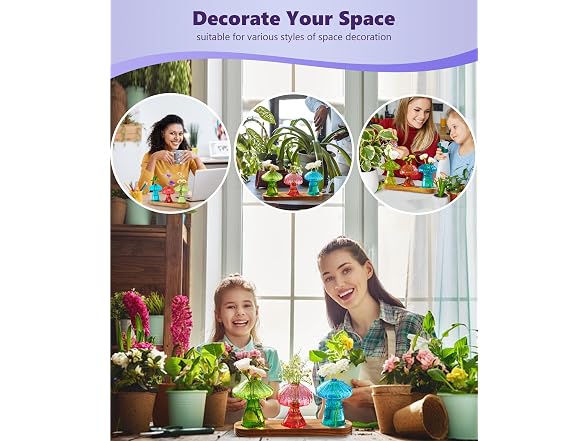 6 Pack Mushroom Glass Propagation Vases