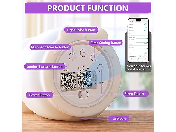 YUN FROG Kids Alarm Clock