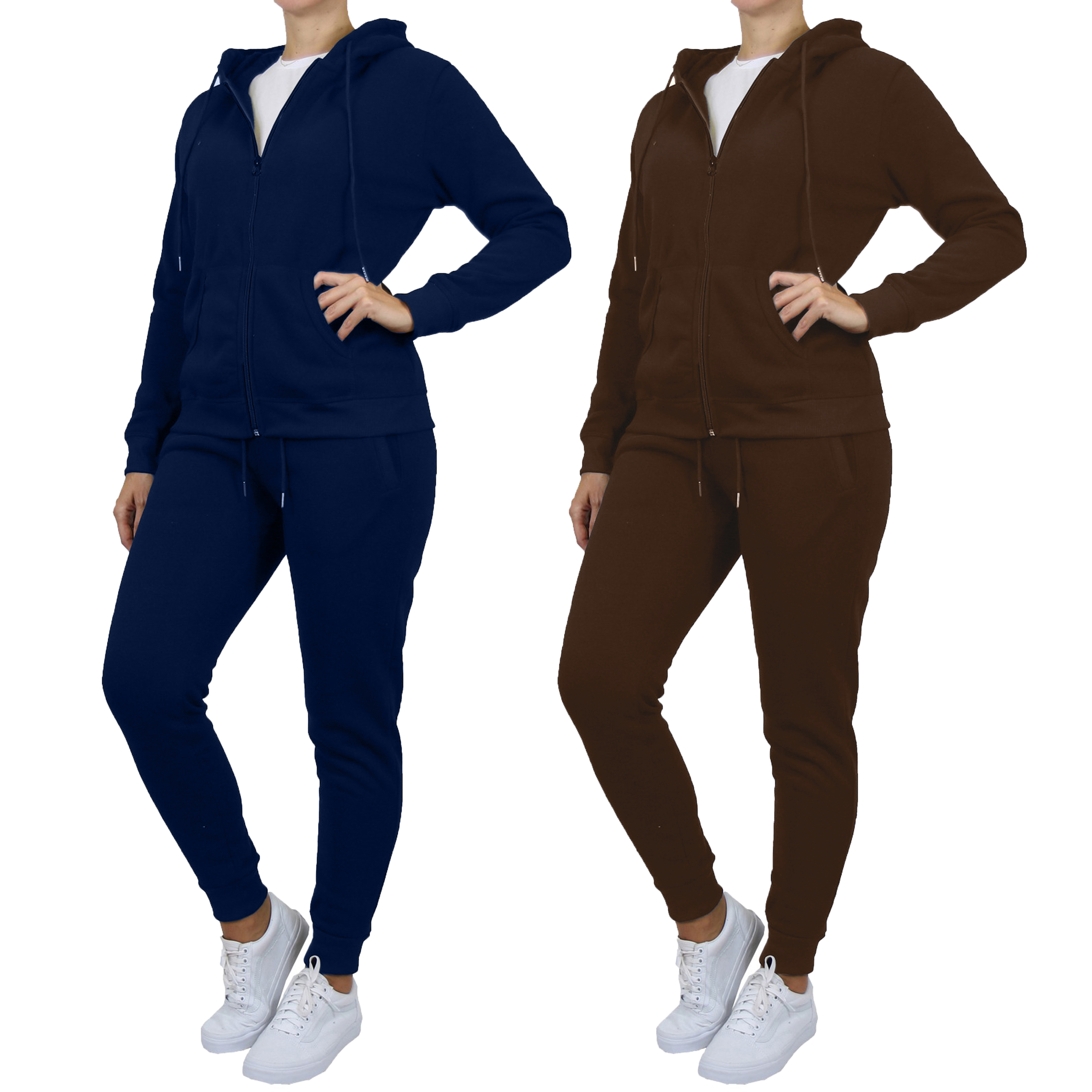 Womens Fleece-Lined Zip Hoodie & Jogger Set - Gallery 34