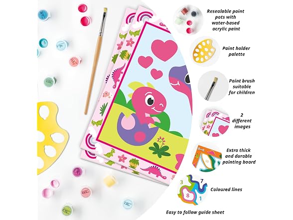 Ravensburger CreArt Junior Pink Dinosaurs Paint‑by‑Number Kit