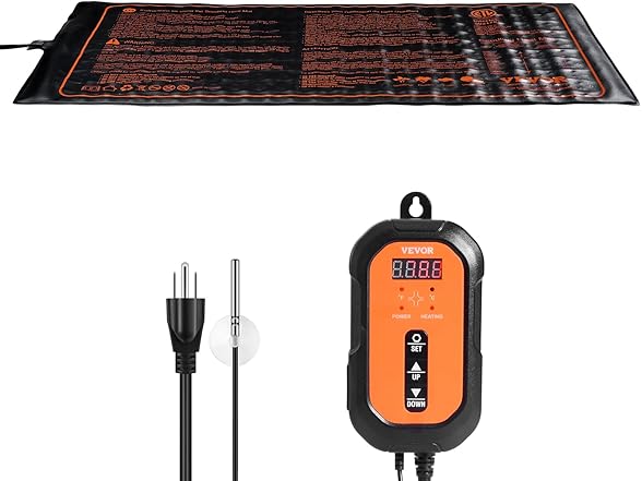 VEVOR 10"x 20.75" Seedling Heat Mat w/ Digital Thermostat Combo Set