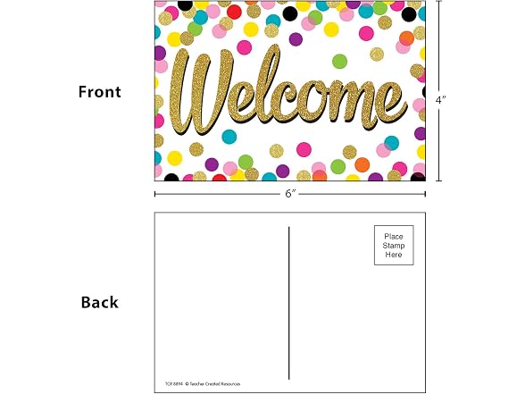Teacher Created Resources Confetti Welcome Postcards
