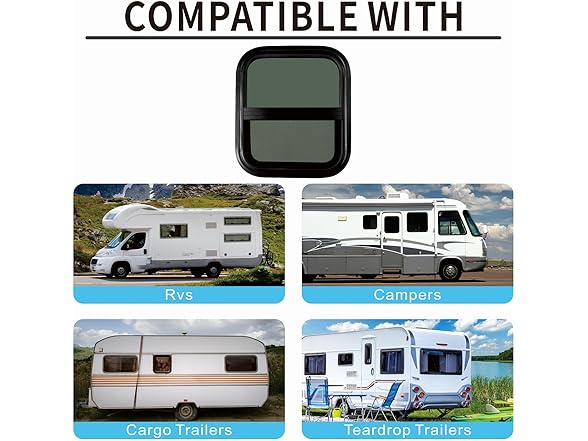 RV Window, Camper Trailer Windows, 14" W x 16" H