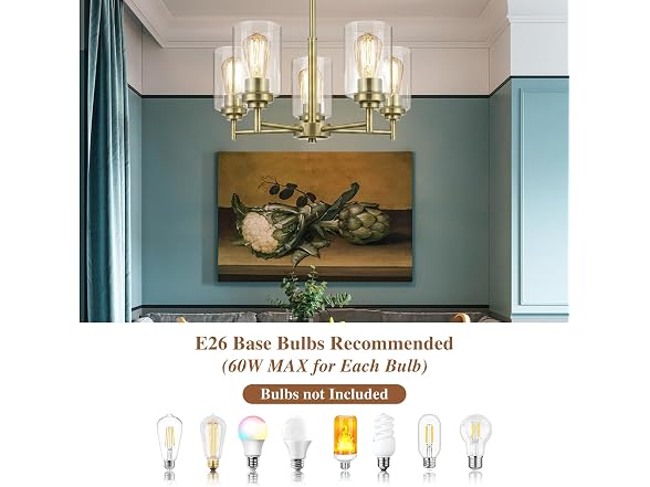 BesLowe B0GTVCTRMS D19.8 Chandelier for Dining Room