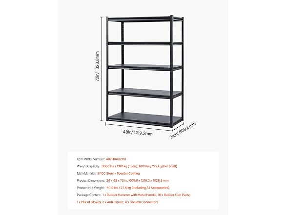 Storage Shelves, 3000 lbs