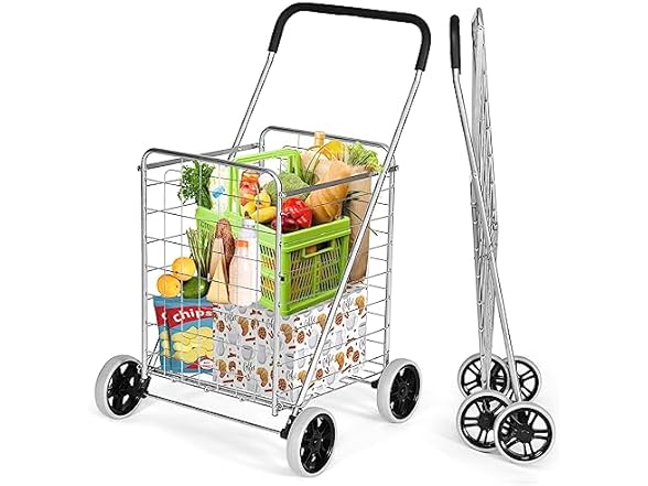 IRONMAX Folding Shopping Cart Silver