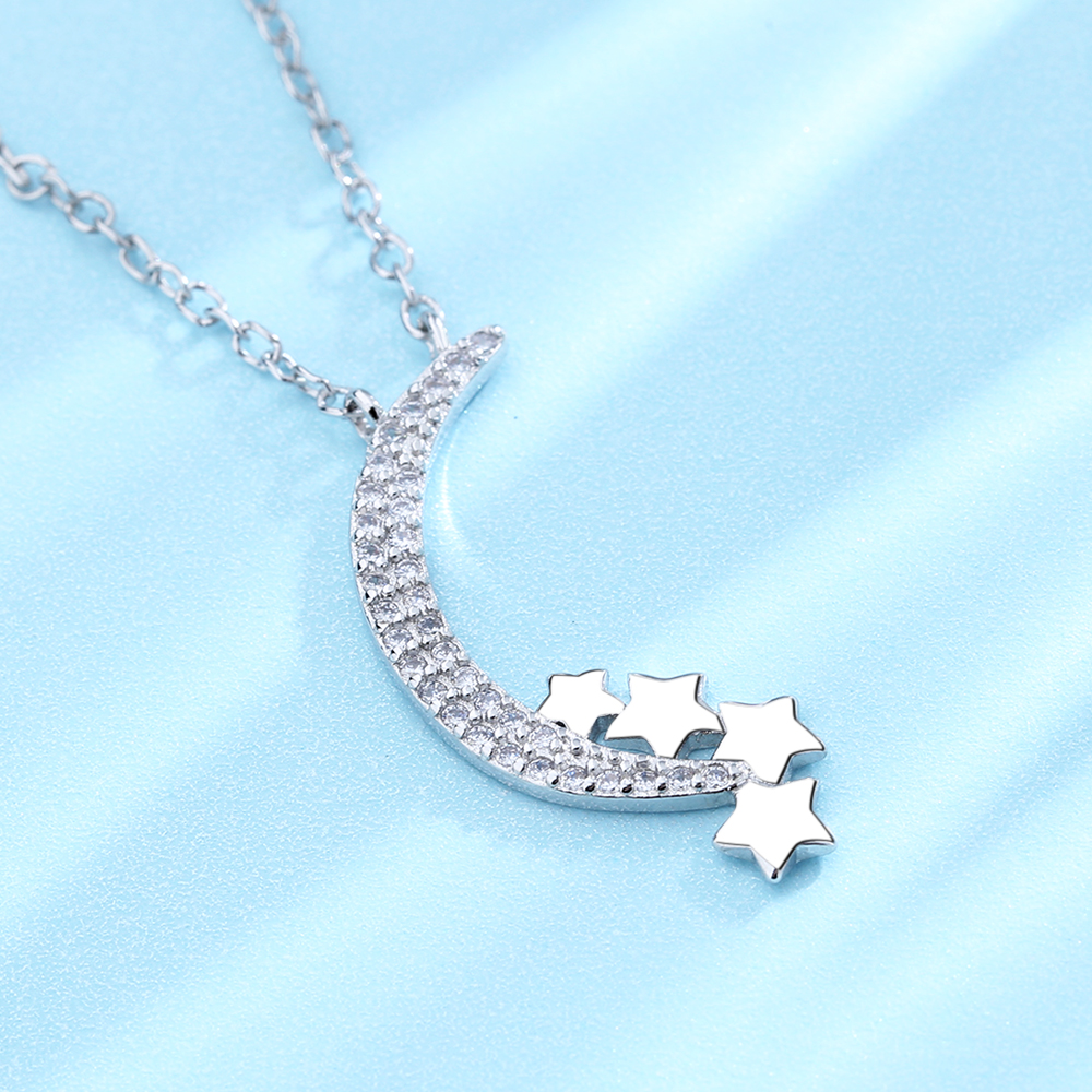 925 Silver Crescent Moon Necklace - Gallery 8