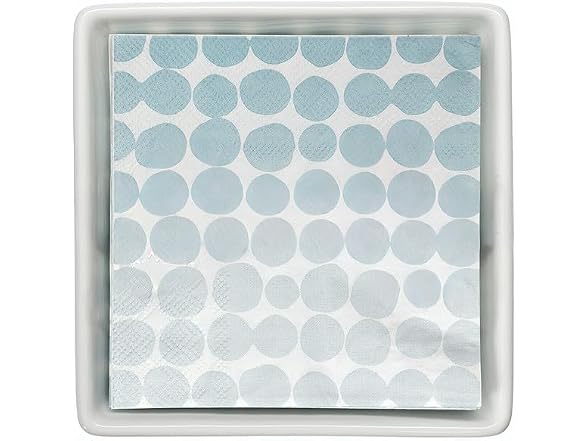 Santa Barbara Design Studio Ceramic Tray and 20 Absorbent 3-Ply Paper Napkins, Cocktail Size (5" Square Napkins), Blue Dots