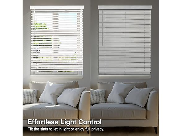 CHICOLOGY 2" Cordless Faux Wood Blinds 62" W x 60" H