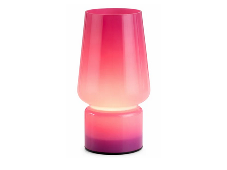 Brightside 8.5" Open Top Glass LED Lamp in Pink