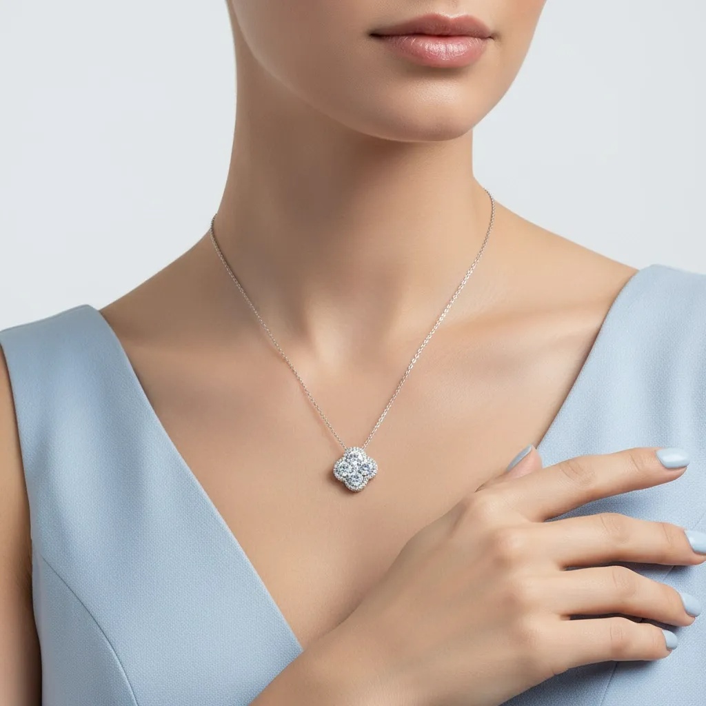 Diamond Clover Flower Necklace 2 CTTW (Open Box) - Gallery 5