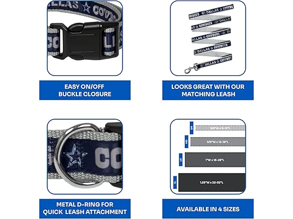 Pets First Dallas Cowboys Pet Collar - L