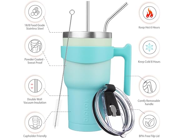 BJPKPK 30 oz Tumbler with Handle & Straw