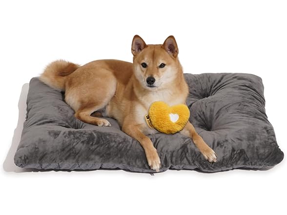 FUNNY FUZZY W2043 2 in 1 Dog Bed Crate Pad Dark Grey L