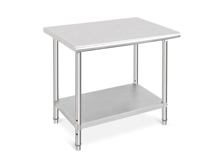 36" x 24", Food Prep Stainless Steel Work Table, Silver