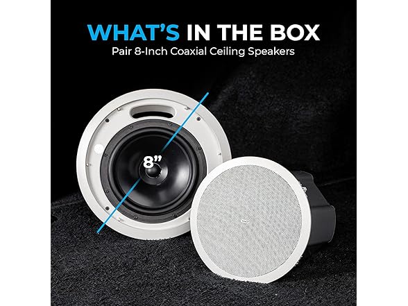 (Pair) DEEJAY LED 8-Inch Coaxial Ceiling Speakers