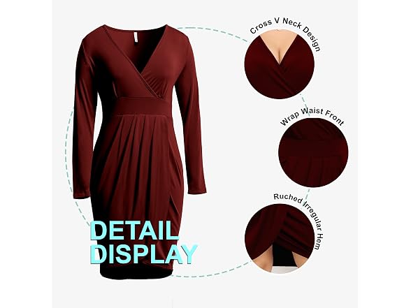 Poseshe Women (4XL) Dresses V Neck Dress V Dress